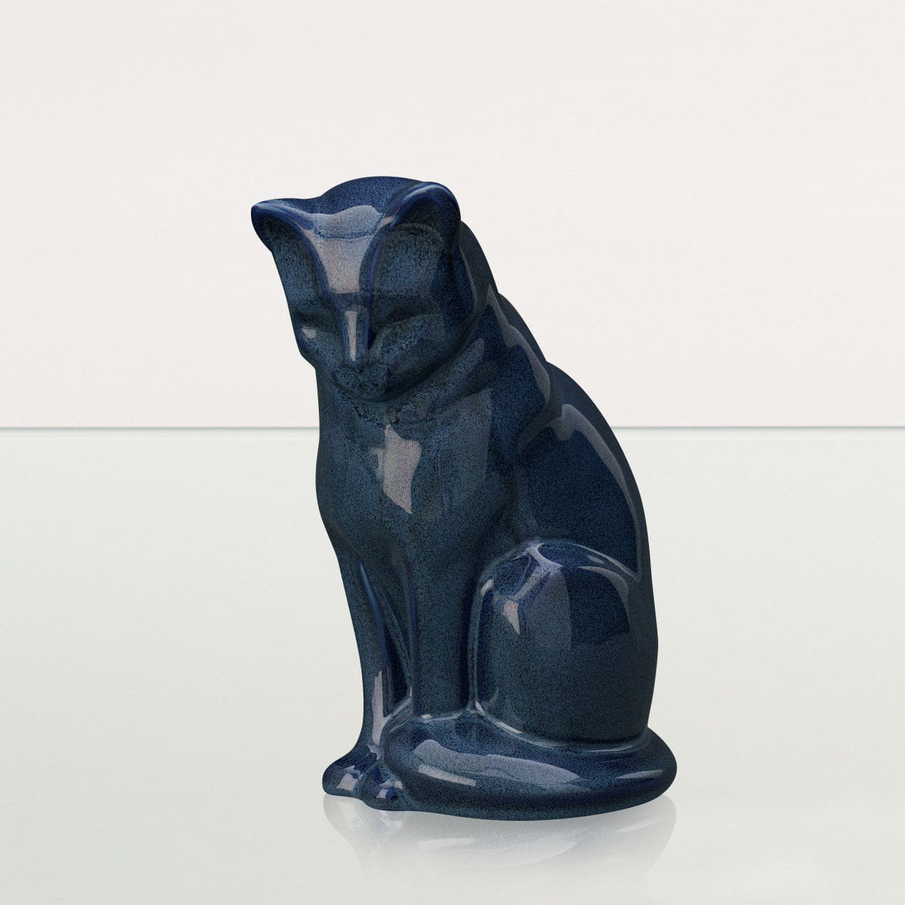 Neko Pet Urn for Ashes - Blue Melange | Ceramic | Handmade Cat Urn - Pulvis Art Urns