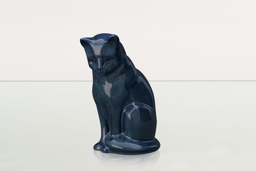 Pulvis Art Urns Pet Urn Neko Pet Urn for Ashes - Blue Melange | Ceramic | Handmade Cat Urn