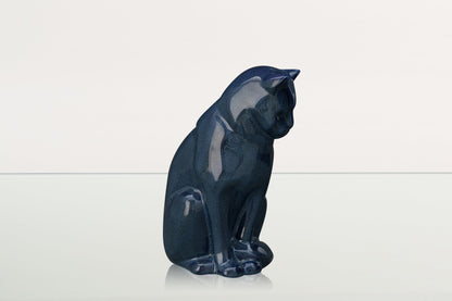 Neko Pet Urn for Ashes - Blue Melange | Ceramic | Handmade Cat Urn - Pulvis Art Urns