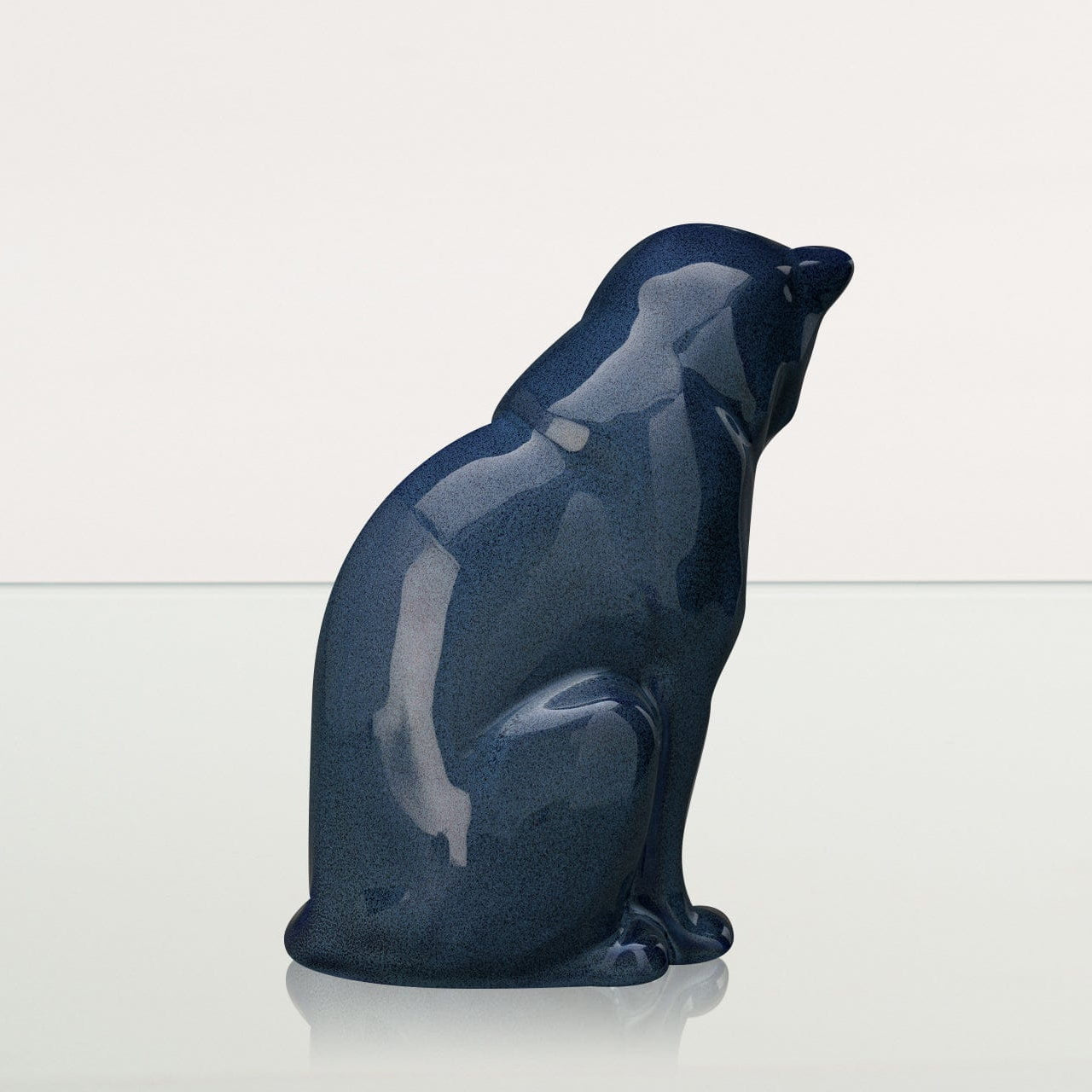 Neko Pet Urn for Ashes - Blue Melange | Ceramic | Handmade Cat Urn - Pulvis Art Urns