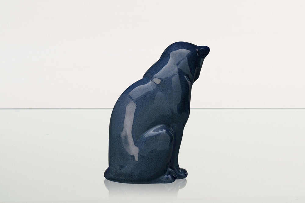 Pulvis Art Urns Pet Urn Neko Pet Urn for Ashes - Blue Melange | Ceramic | Handmade Cat Urn