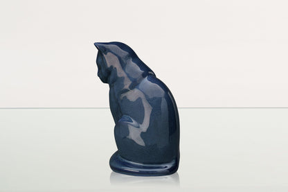 Neko Pet Urn for Ashes - Blue Melange | Ceramic | Handmade Cat Urn - Pulvis Art Urns