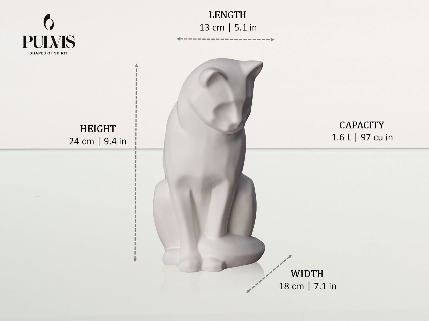 Neko Pet Urn for Ashes - White Matte | Ceramic | Handmade Cat Urn