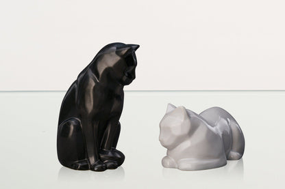Neko Pet Urn for Ashes - Dark Matte | Ceramic | Handmade Cat Urn - Pulvis Art Urns