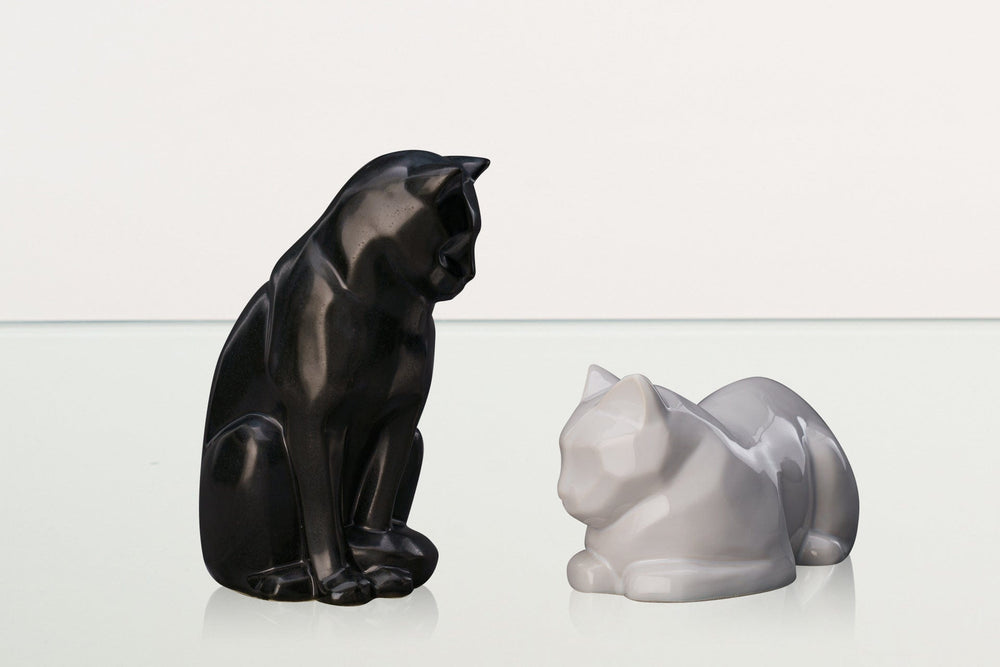Pulvis Art Urns Pet Urn Neko Pet Urn for Ashes - Dark Matte | Ceramic | Handmade Cat Urn