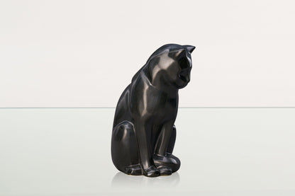 Neko Pet Urn for Ashes - Dark Matte | Ceramic | Handmade Cat Urn - Pulvis Art Urns