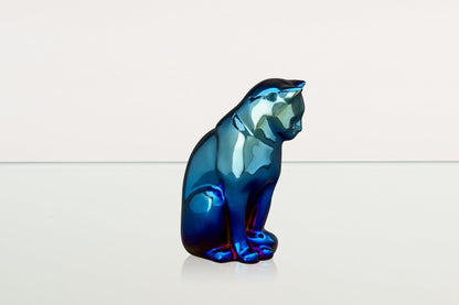 Neko Pet Urn for Ashes - Glossy Blue | Ceramic | Handmade - Pulvis Art Urns
