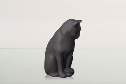 Neko Pet Urn for Ashes - Gray Matte | Ceramic | Handmade Cat Urn - Pulvis Art Urns