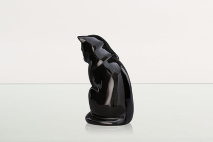 Neko Pet Urn for Ashes - Lamp Black | Ceramic | Handmade Cat Urn - Pulvis Art Urns