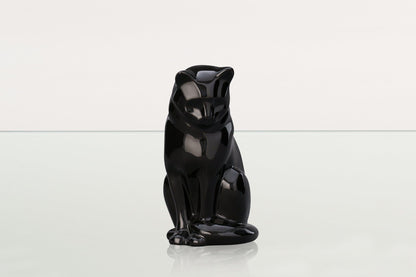 Neko Pet Urn for Ashes - Lamp Black | Ceramic | Handmade Cat Urn - Pulvis Art Urns
