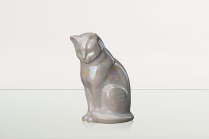 Neko Pet Urn for Ashes - Pearl White | Ceramic | Handmade Cat Urn - Pulvis Art Urns