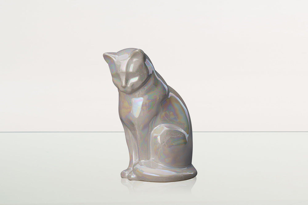 Pulvis Art Urns Pet Urn Neko Pet Urn for Ashes - Pearl White | Ceramic | Handmade Cat Urn