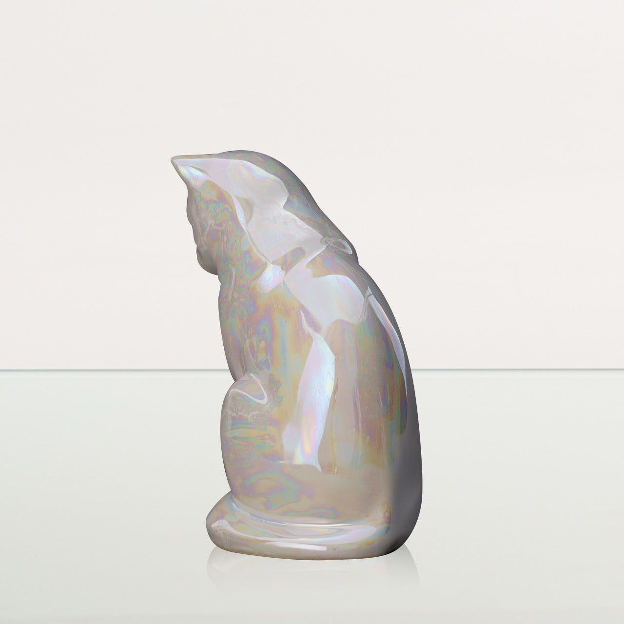 Neko Pet Urn for Ashes - Pearl White | Ceramic | Handmade Cat Urn - Pulvis Art Urns