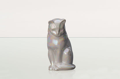 Neko Pet Urn for Ashes - Pearl White | Ceramic | Handmade Cat Urn - Pulvis Art Urns