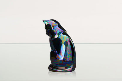Neko Pet Urn for Ashes - Rainbow Black | Ceramic | Handmade Cat Urn - Pulvis Art Urns