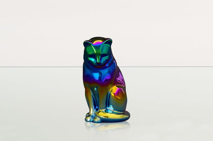 Neko Pet Urn for Ashes - Rainbow Chrome | Ceramic | Handmade - Pulvis Art Urns