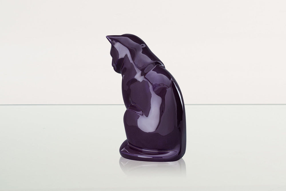 Pulvis Art Urns Pet Urn Neko Pet Urn for Ashes - Violet | Ceramic | Handmade Cat Urn