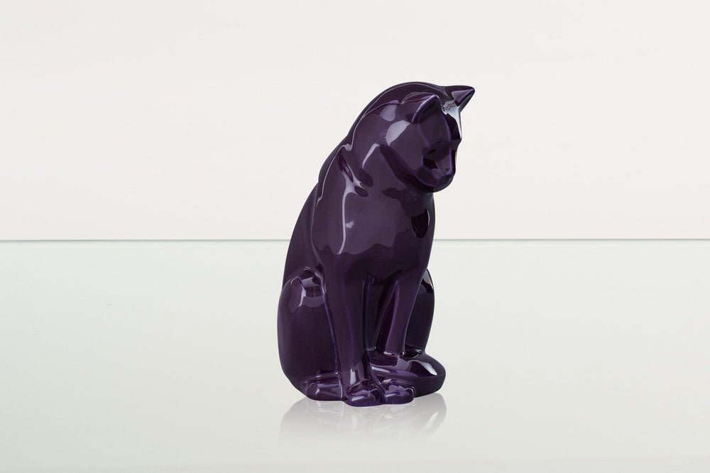 Pulvis Art Urns Pet Urn Neko Pet Urn for Ashes - Violet | Ceramic | Handmade Cat Urn