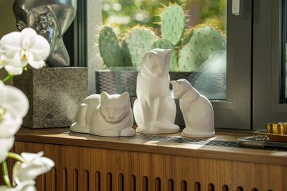 Neko Pet Urn for Ashes - White Matte | Ceramic | Handmade Cat Urn - Pulvis Art Urns