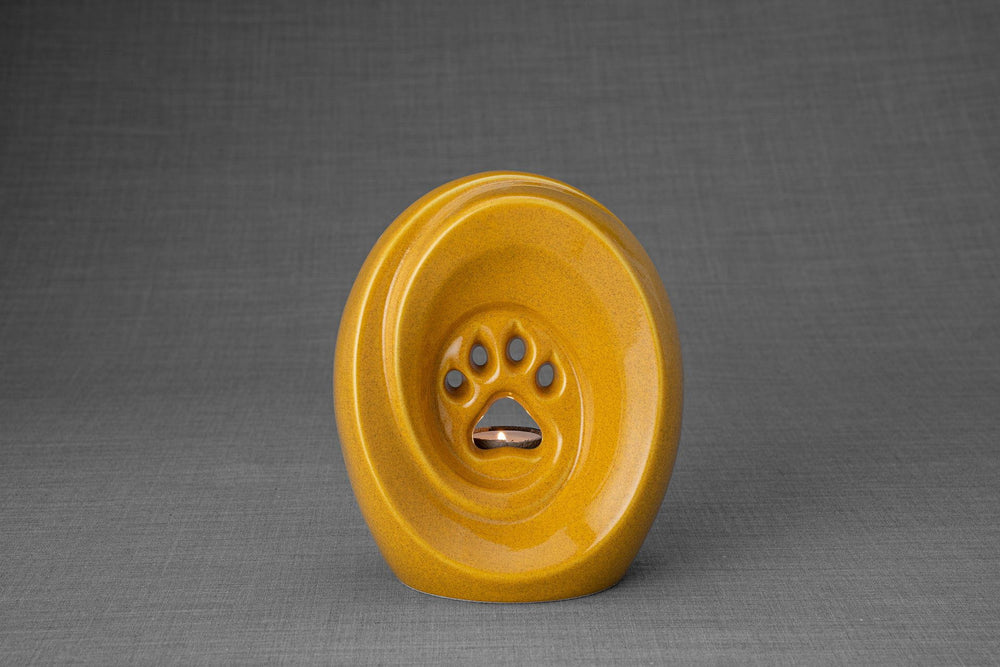 Pulvis Art Urns Pet Urn Paw Pet Urn for Ashes - Amber Yellow | Ceramic | Handmade