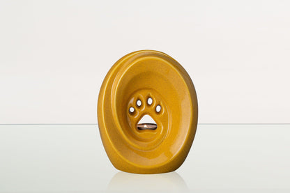 Paw Pet Urn for Ashes - Amber Yellow | Ceramic | Handmade Pet Urn - Pulvis Art Urns