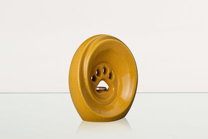 Paw Pet Urn for Ashes - Amber Yellow | Ceramic | Handmade Pet Urn - Pulvis Art Urns
