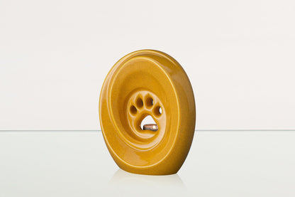 Paw Pet Urn for Ashes - Amber Yellow | Ceramic | Handmade Pet Urn - Pulvis Art Urns