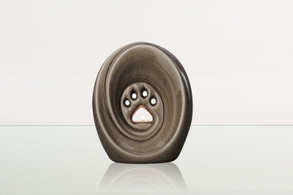 Paw Pet Urn for Ashes - Beige Grey | Ceramic | Handmade - Pulvis Art Urns