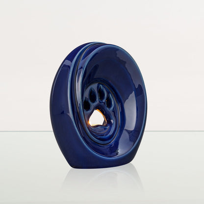 Paw Pet Urn for Ashes - Cobalt Metallic | Ceramic | Handmade Pet Urn - Pulvis Art Urns