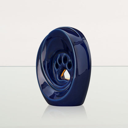 Paw Pet Urn for Ashes - Cobalt Metallic | Ceramic | Handmade Pet Urn - Pulvis Art Urns