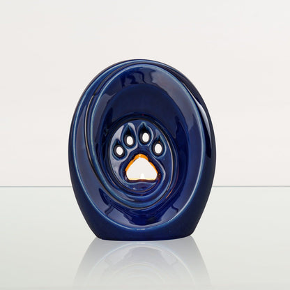 Paw Pet Urn for Ashes - Cobalt Metallic | Ceramic | Handmade Pet Urn - Pulvis Art Urns