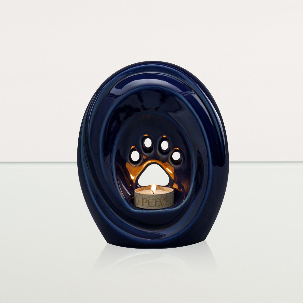 Paw Pet Urn for Ashes - Cobalt Metallic | Ceramic | Handmade Pet Urn - Pulvis Art Urns