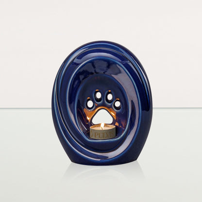 Paw Pet Urn for Ashes - Cobalt Metallic | Ceramic | Handmade Pet Urn - Pulvis Art Urns