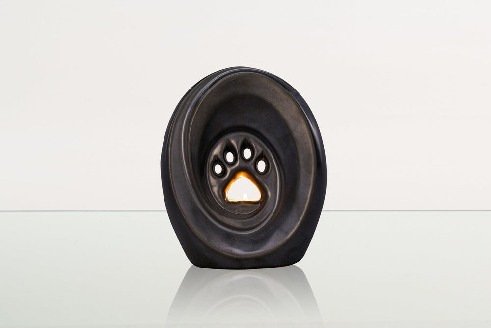 Pulvis Art Urns Pet Urn Paw Pet Urn for Ashes - Dark Matte | Ceramic | Handmade Pet Urn