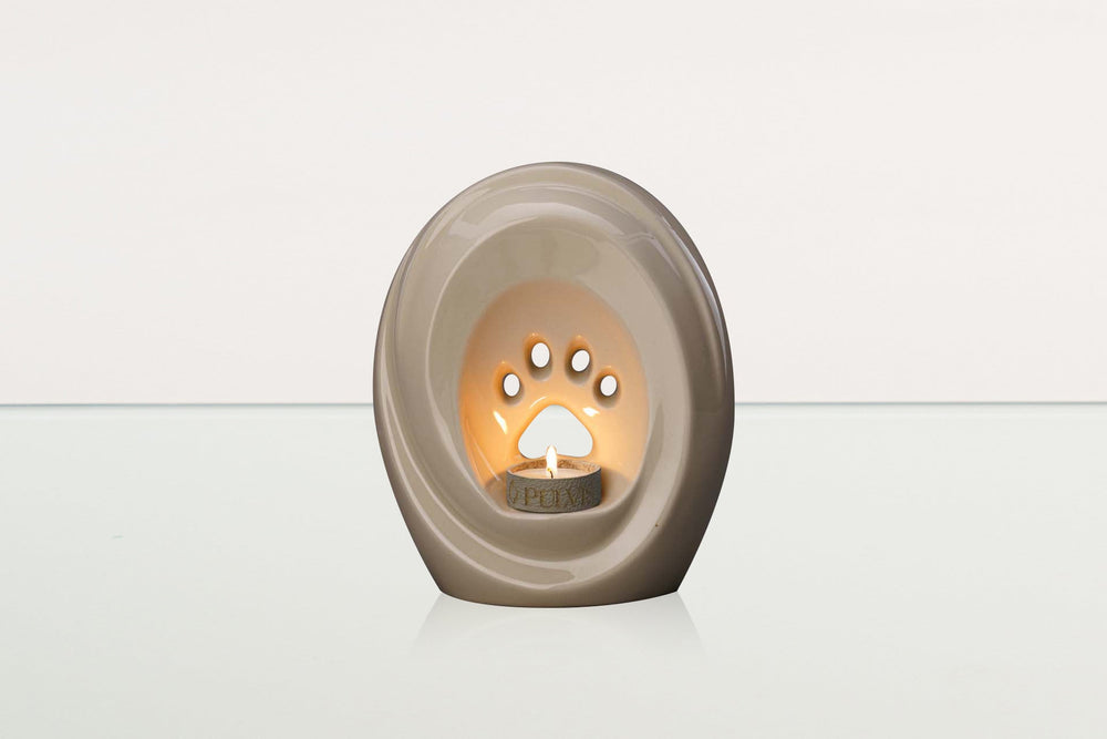 Pulvis Art Urns Pet Urn Paw Pet Urn for Ashes - Off-white | Ceramic | Handmade Pet Urn