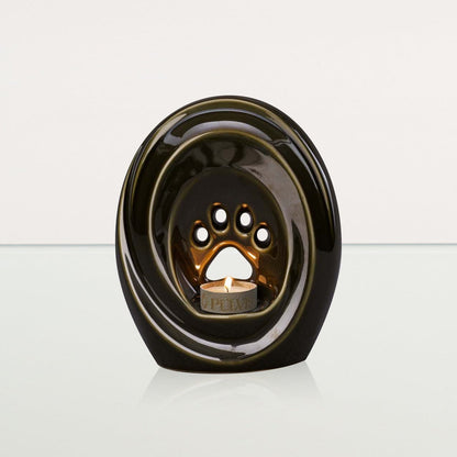 Paw Pet Urn for Ashes - Oily Green | Ceramic | Handmade Pet Urn - Pulvis Art Urns