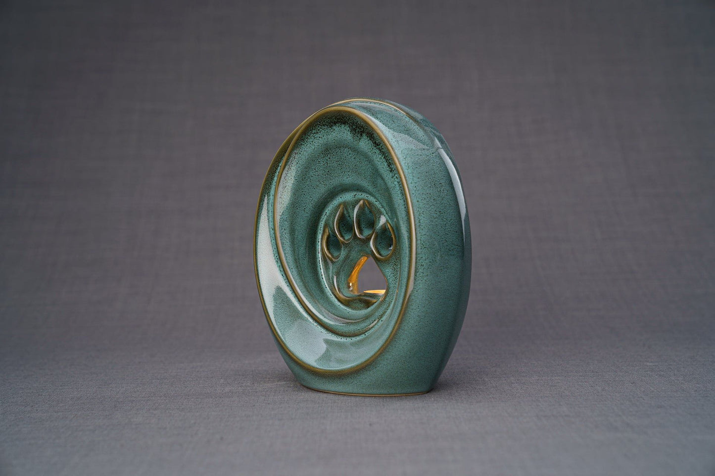 
                  
                    Pulvis Art Urns Pet Urn Paw Pet Urn for Ashes - Oily Green Melange | Ceramic | Handmade
                  
                