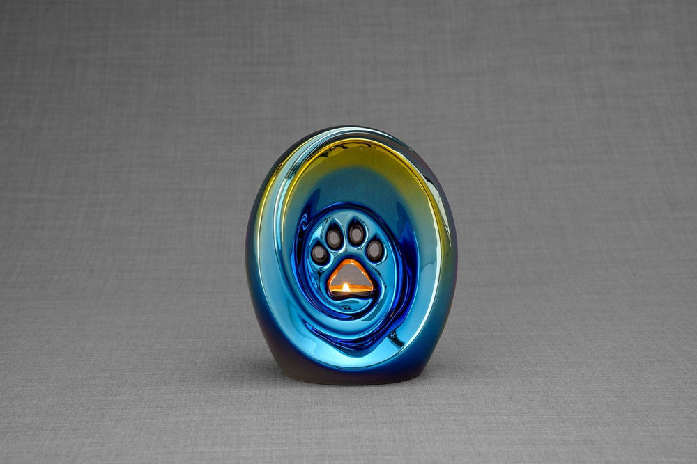 
                  
                    Pulvis Art Urns Pet Urn Paw Pet Urn for Ashes - Rainbow Chrome | Ceramic | Handmade
                  
                