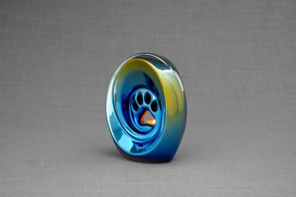 
                  
                    Pulvis Art Urns Pet Urn Paw Pet Urn for Ashes - Rainbow Chrome | Ceramic | Handmade
                  
                