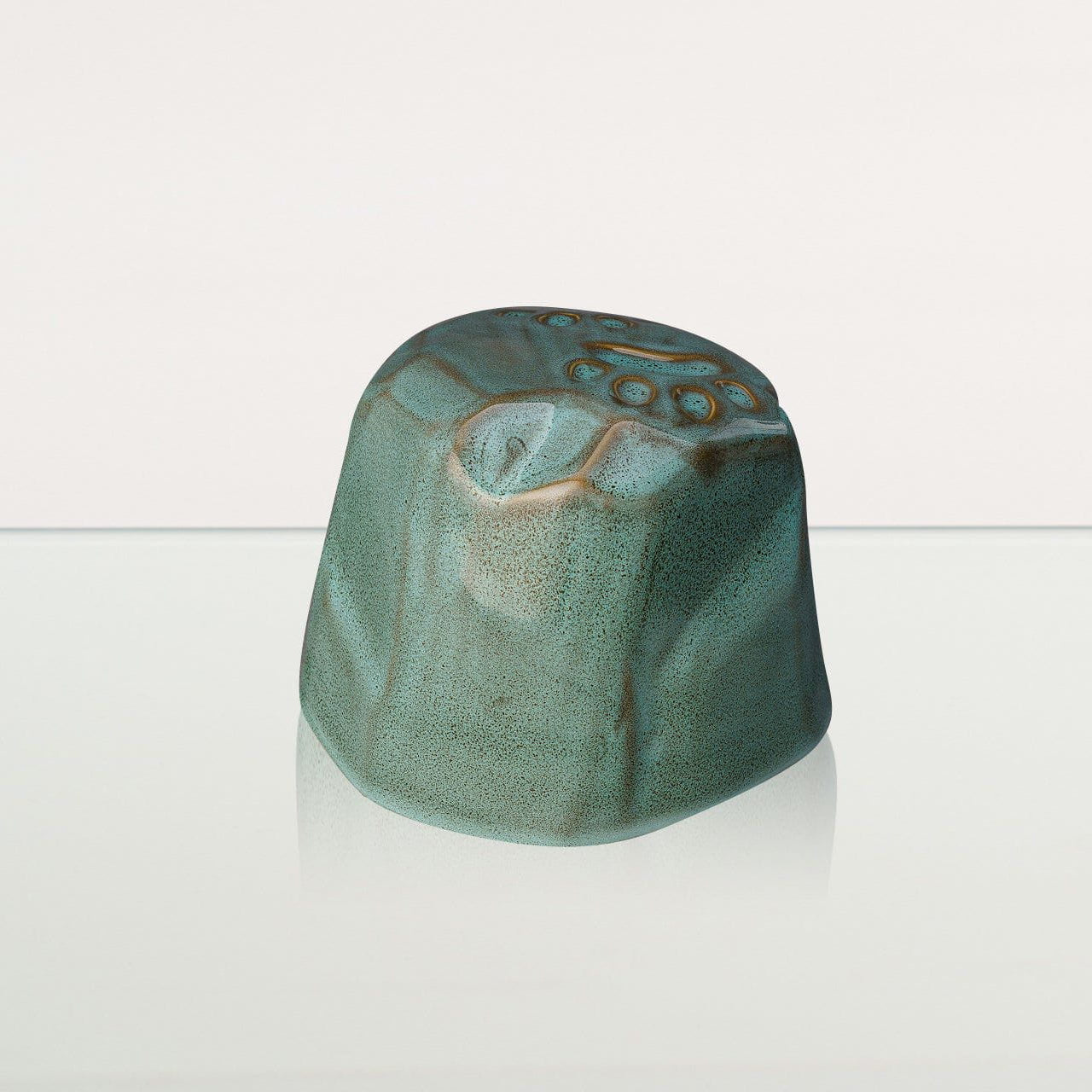 Paw Print Urn For Pet Ashes - Oily Green Melange | Ceramic Pet Urn - Pulvis Art Urns