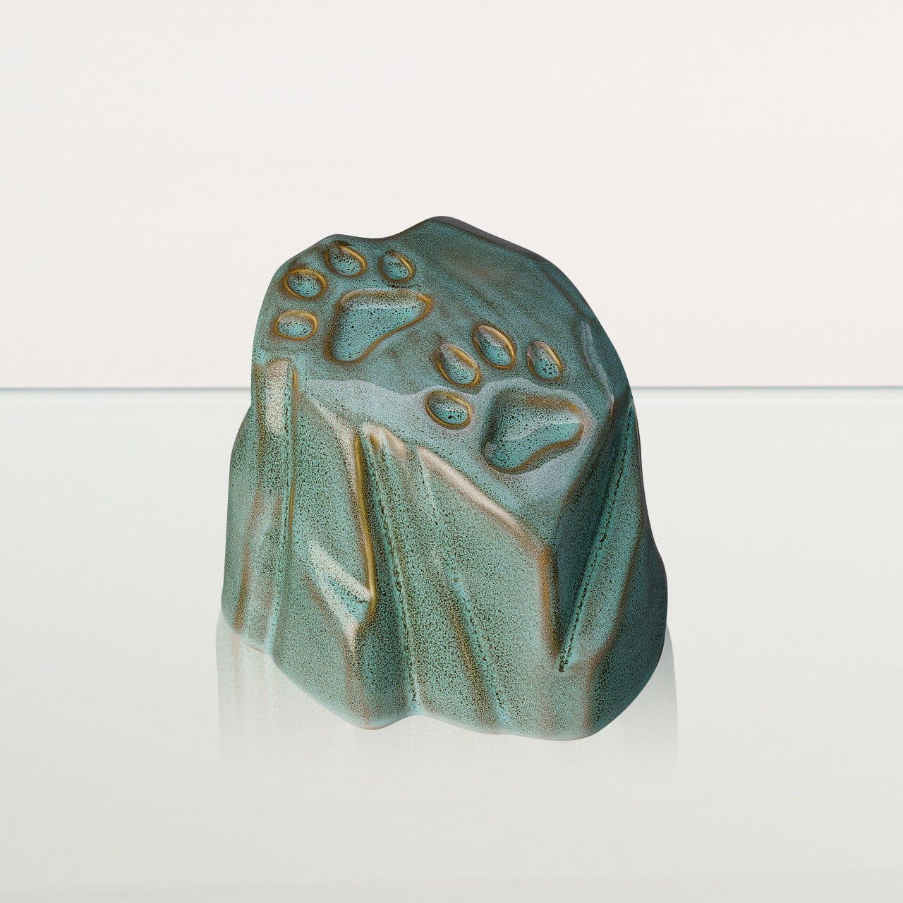 Paw Print Urn For Pet Ashes - Oily Green Melange | Ceramic Pet Urn - Pulvis Art Urns
