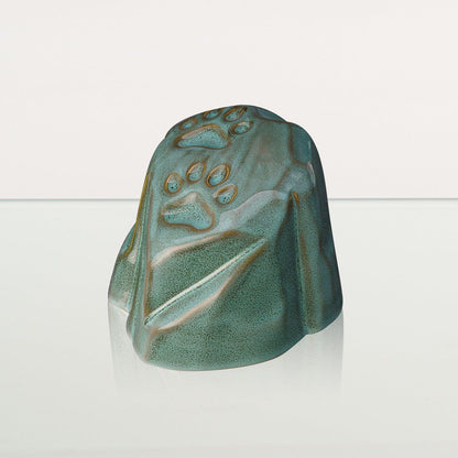 Paw Print Urn For Pet Ashes - Oily Green Melange | Ceramic Pet Urn - Pulvis Art Urns