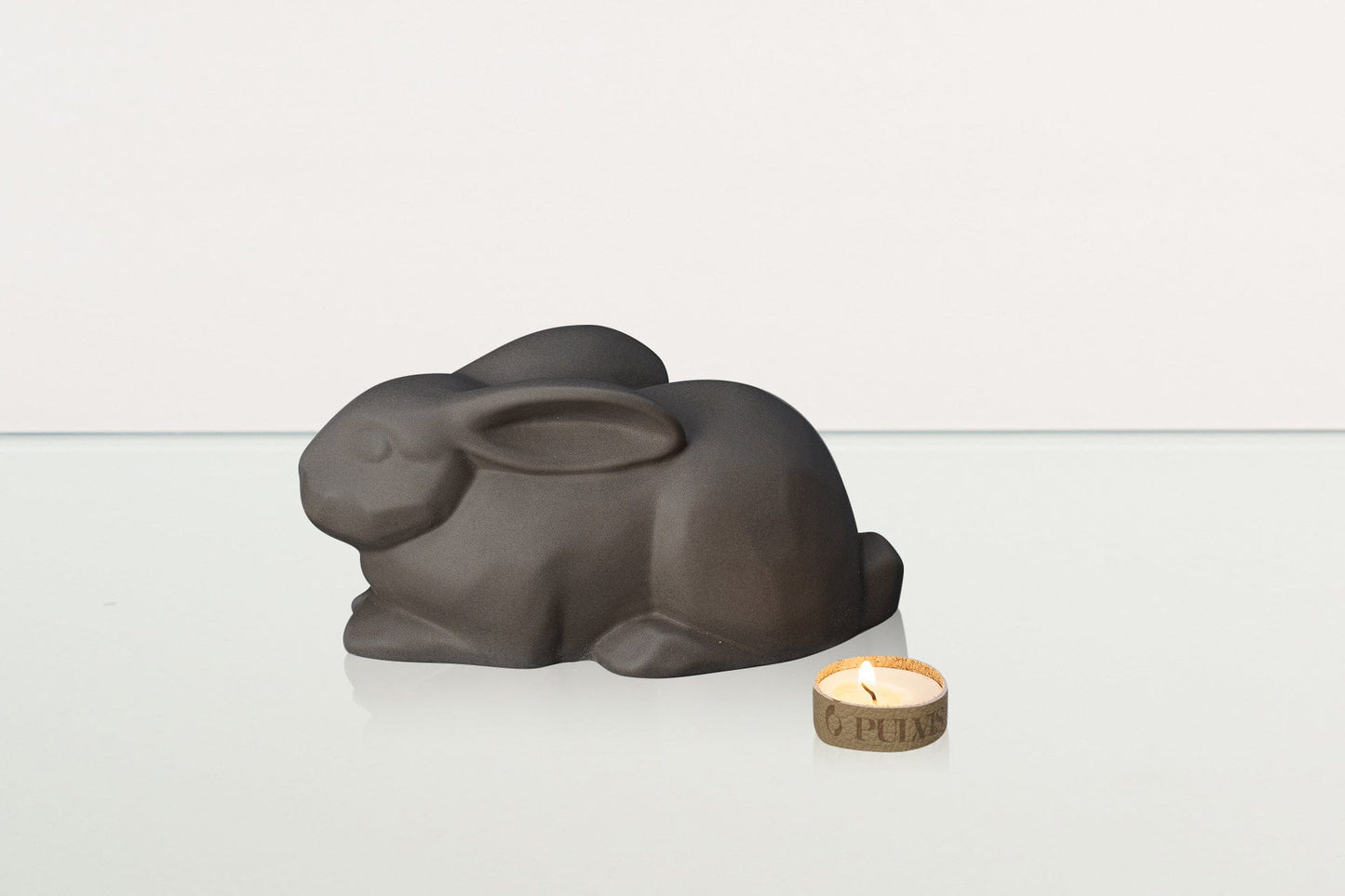 Pulvis Art Urns Pet Urn Rabbit Urn For Ashes - Grey Matte  | Ceramic Bunny Urn