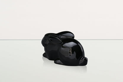Rabbit Urn For Ashes - Lamp Black | Ceramic Bunny Urn - Pulvis Art Urns
