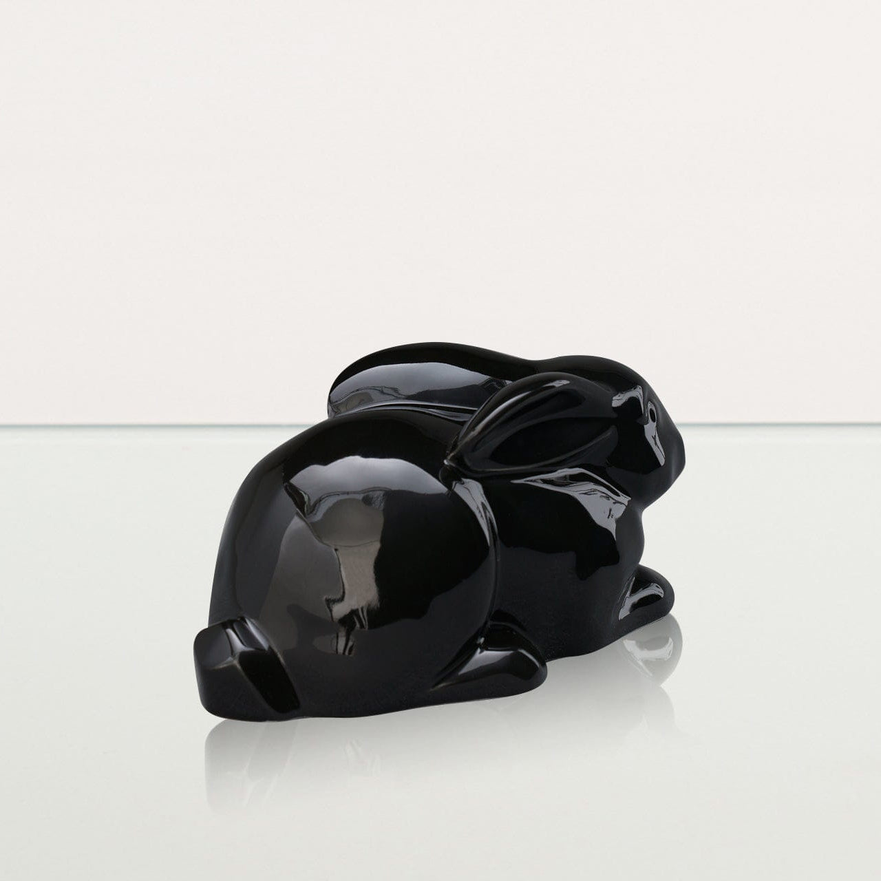 Rabbit Urn For Ashes - Lamp Black | Ceramic Bunny Urn - Pulvis Art Urns