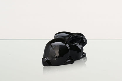 Rabbit Urn For Ashes - Lamp Black | Ceramic Bunny Urn - Pulvis Art Urns