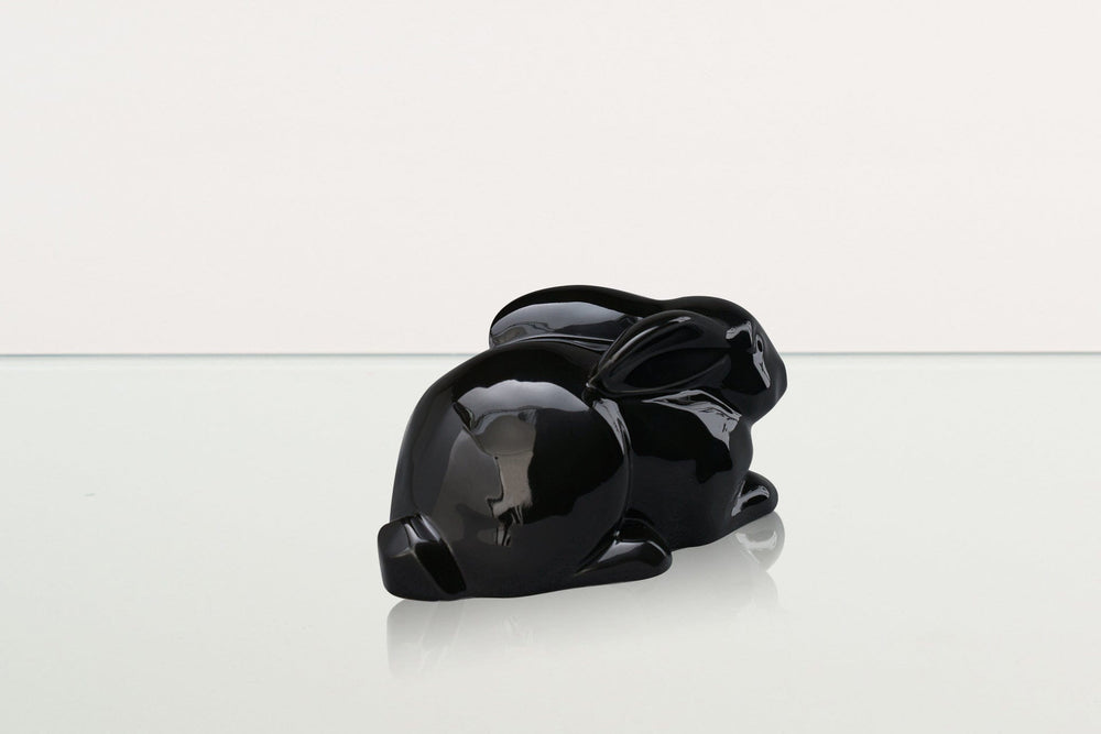 Pulvis Art Urns Pet Urn Rabbit Urn For Ashes - Lamp Black  | Ceramic Bunny Urn