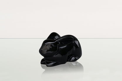 Rabbit Urn For Ashes - Lamp Black | Ceramic Bunny Urn - Pulvis Art Urns
