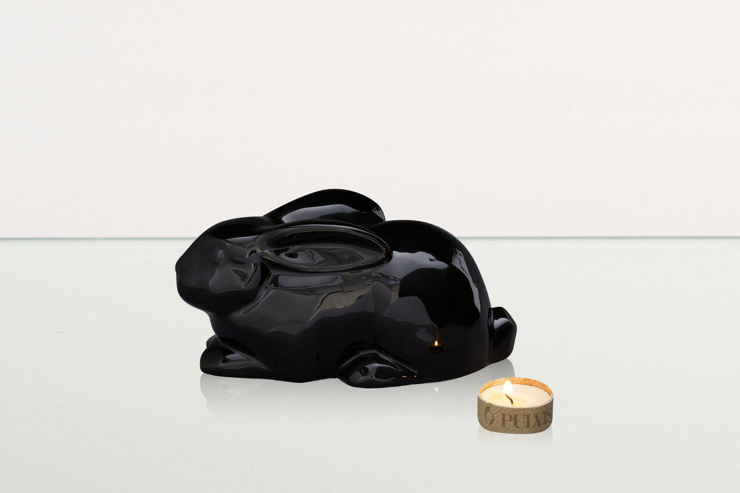 Pulvis Art Urns Pet Urn Rabbit Urn For Ashes - Lamp Black  | Ceramic Bunny Urn