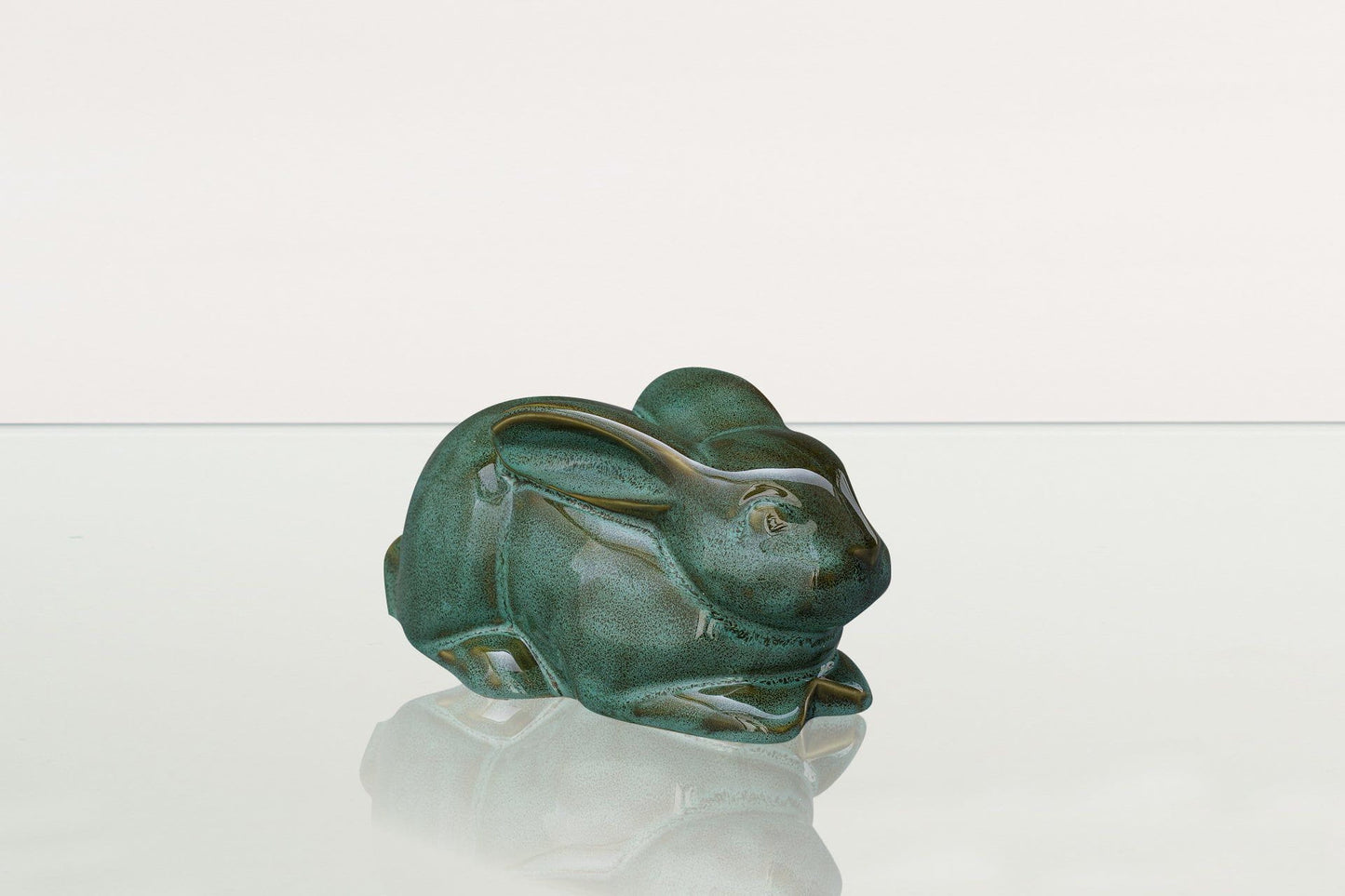 Pulvis Art Urns Pet Urn Rabbit Urn For Ashes - Oily Green Melange  | Ceramic Bunny Urn